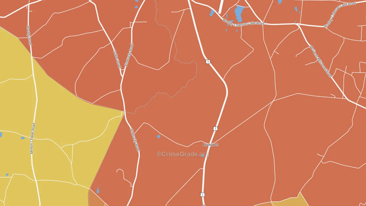 Blundale, GA Map of Burglary Rates
