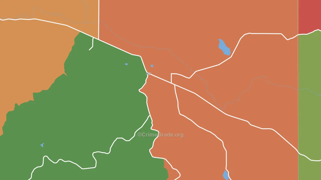 Bly, OR Map of Burglary Rates