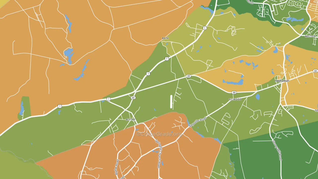 Blythe, GA Map of Burglary Rates