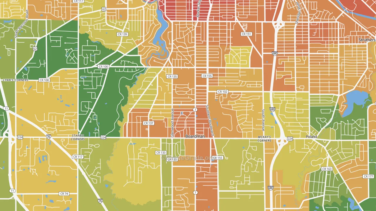 Boardman, OH Map of Burglary Rates
