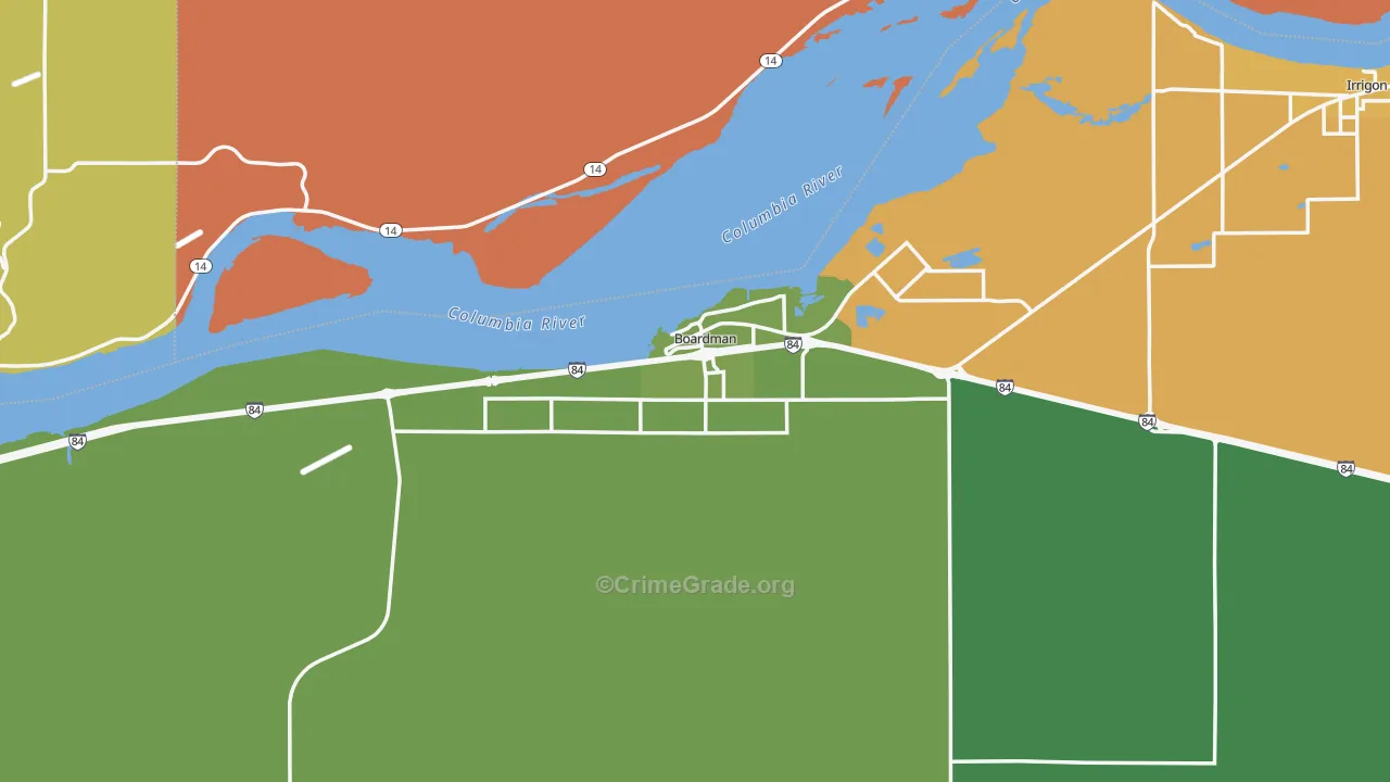 Boardman, OR Map of Burglary Rates