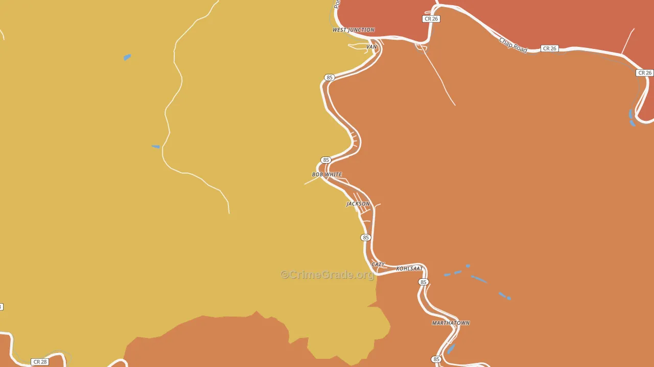 Bob White, WV Map of Burglary Rates