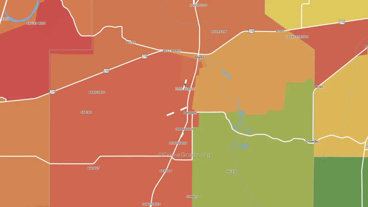 Bobo, MS Map of Burglary Rates