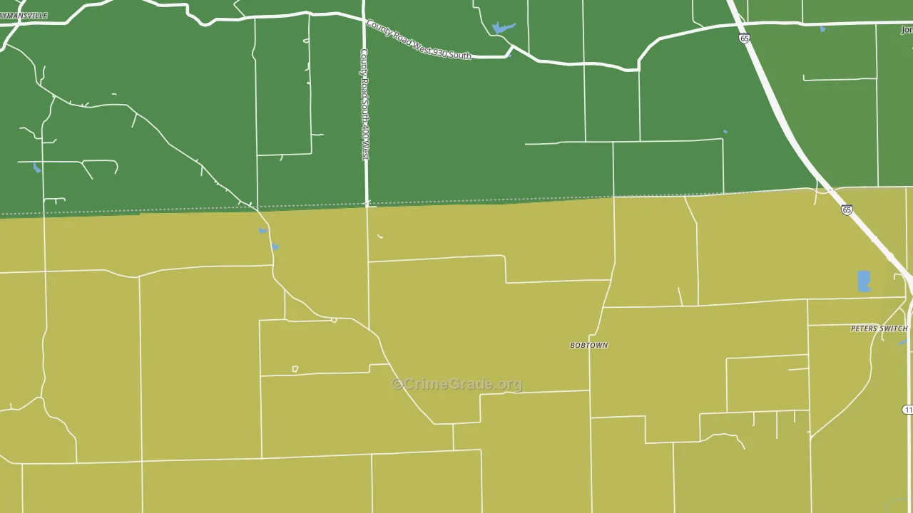 Bobtown, IN Map of Burglary Rates