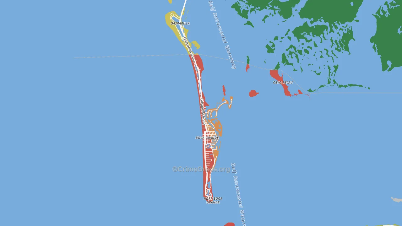 Boca Grande, FL Map of Burglary Rates