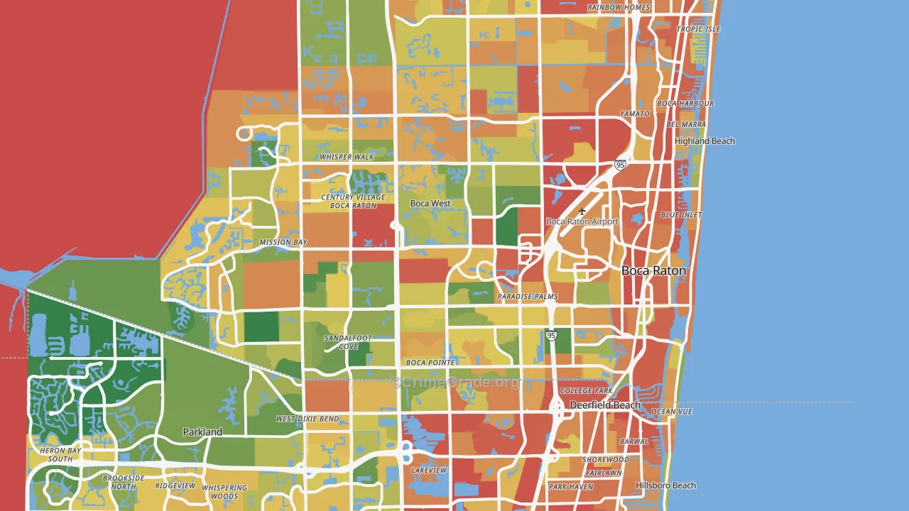 Boca Raton, FL Map of Burglary Rates
