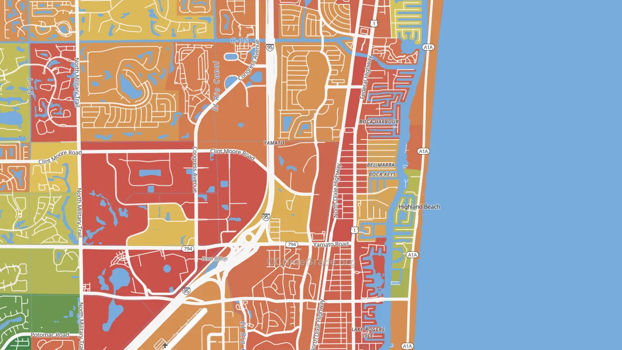 Boca Teeca, Boca Raton, FL Map of Burglary Rates