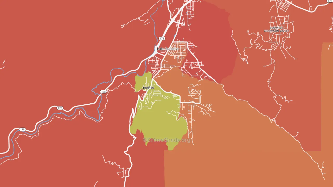 Bodfish, CA Map of Burglary Rates