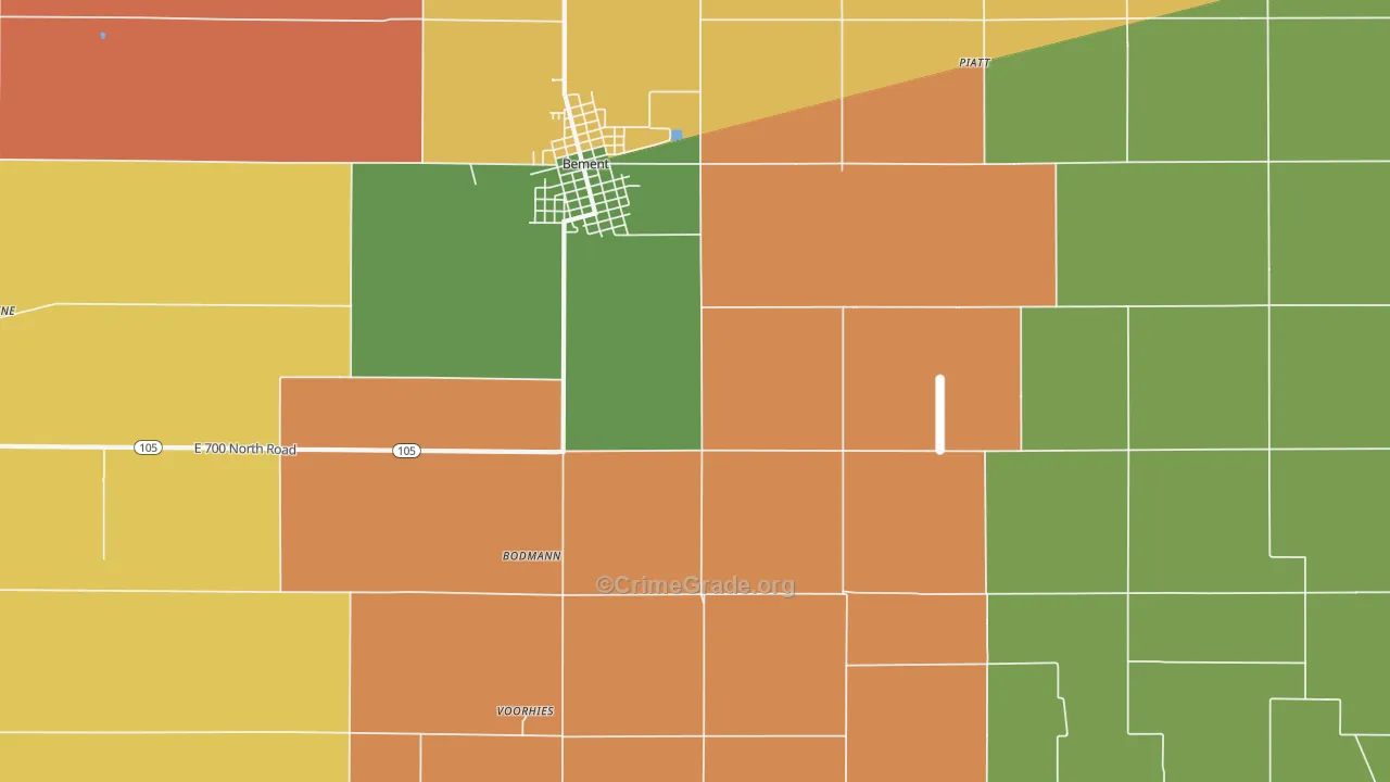Bodman, IL Map of Burglary Rates