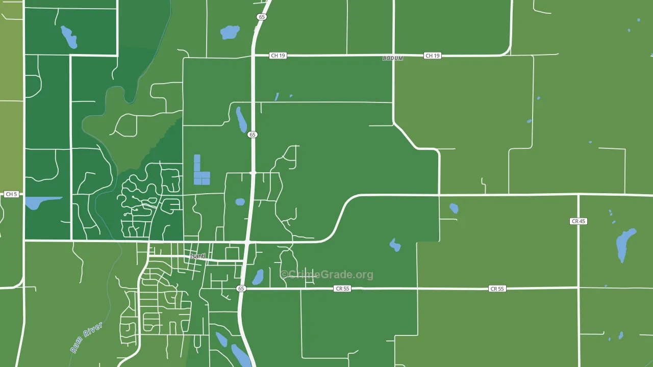 Bodum, MN Map of Burglary Rates