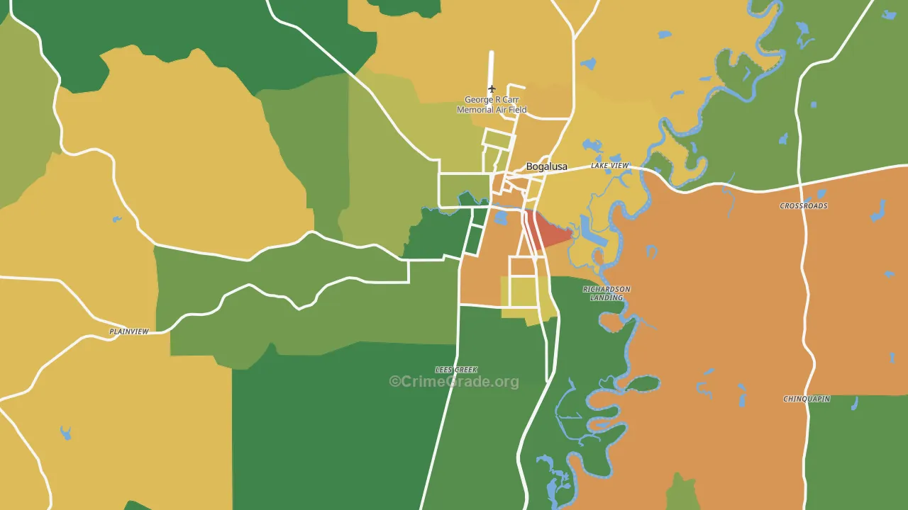 Bogalusa, LA Map of Burglary Rates