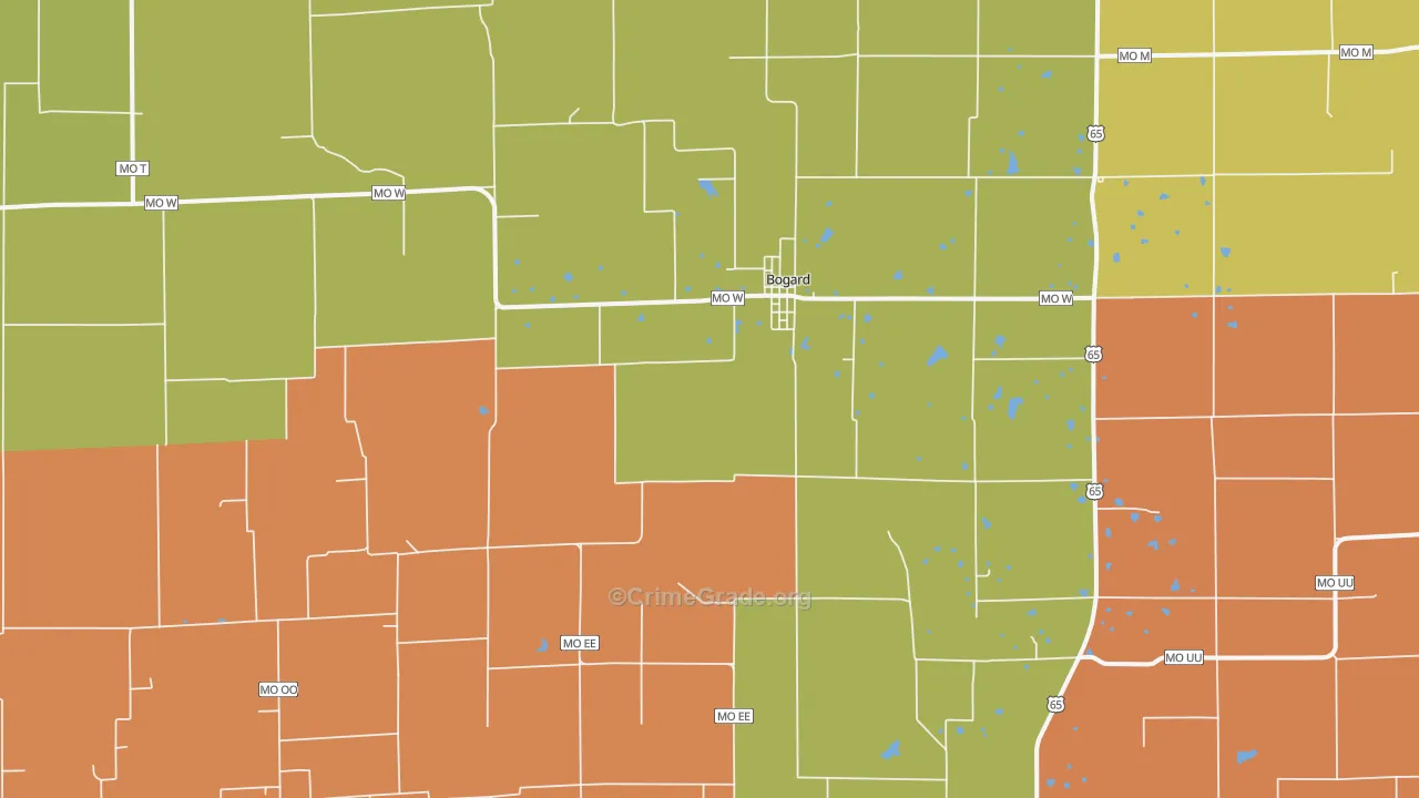 Bogard, MO Map of Burglary Rates