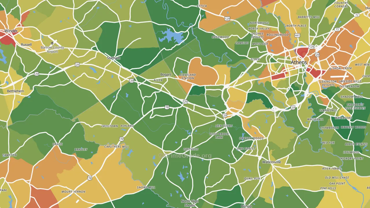 Bogart, GA Map of Burglary Rates