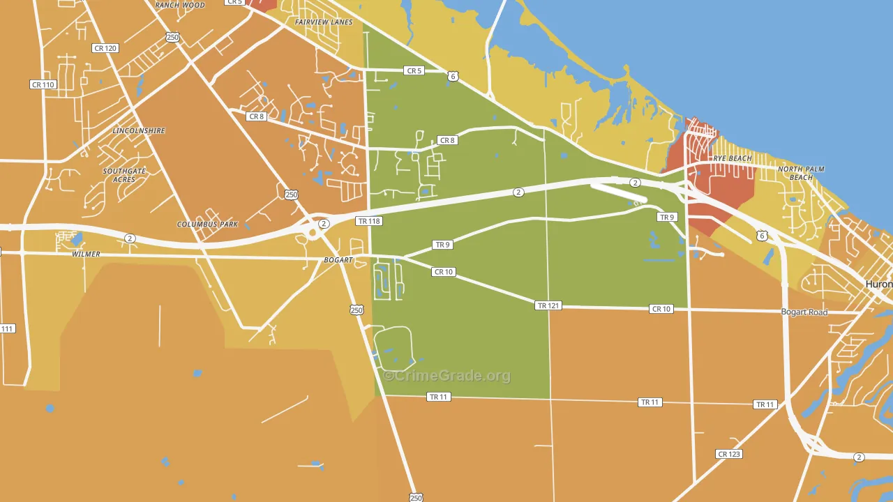 Bogart, OH Map of Burglary Rates