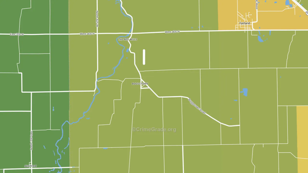 Boggstown, IN Map of Burglary Rates