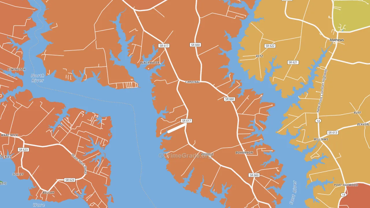 Bohannon, VA Map of Burglary Rates