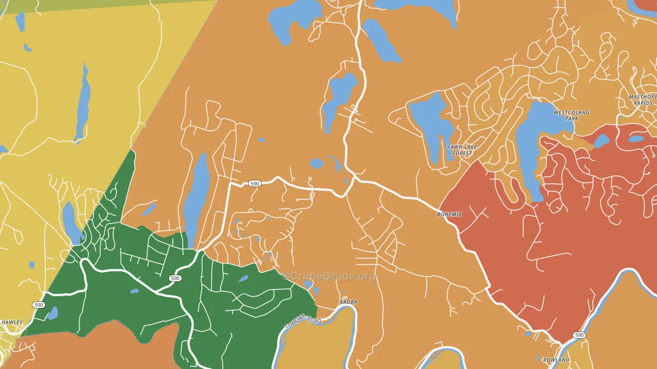 Bohemia, PA Map of Burglary Rates