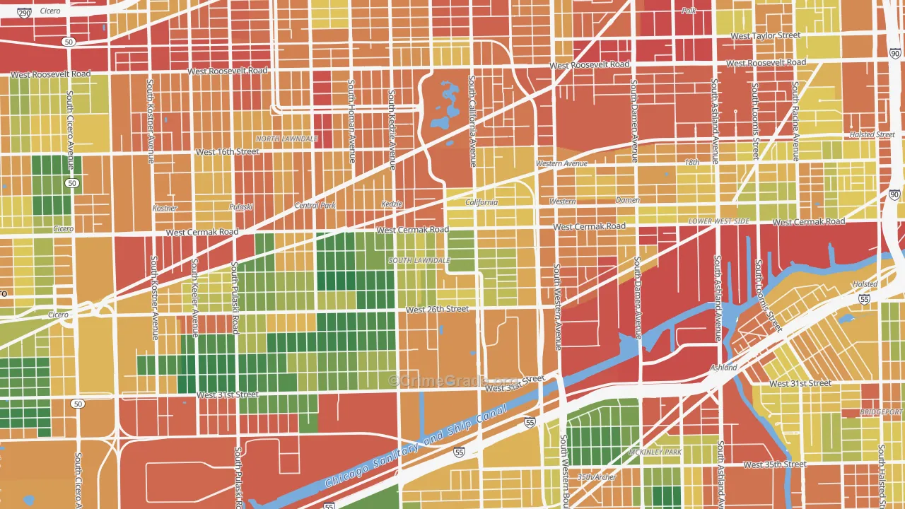 Bohemian California, Chicago, IL Map of Burglary Rates