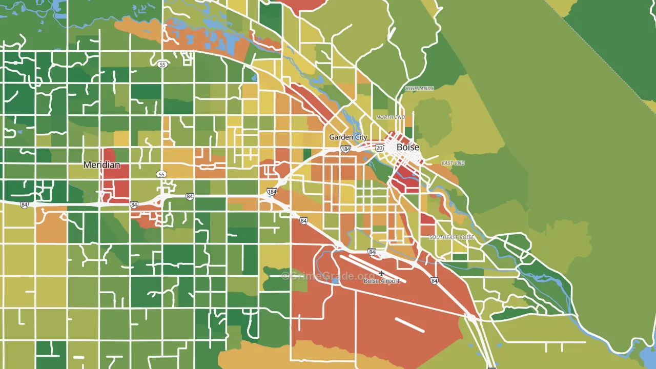 Boise, ID Map of Burglary Rates