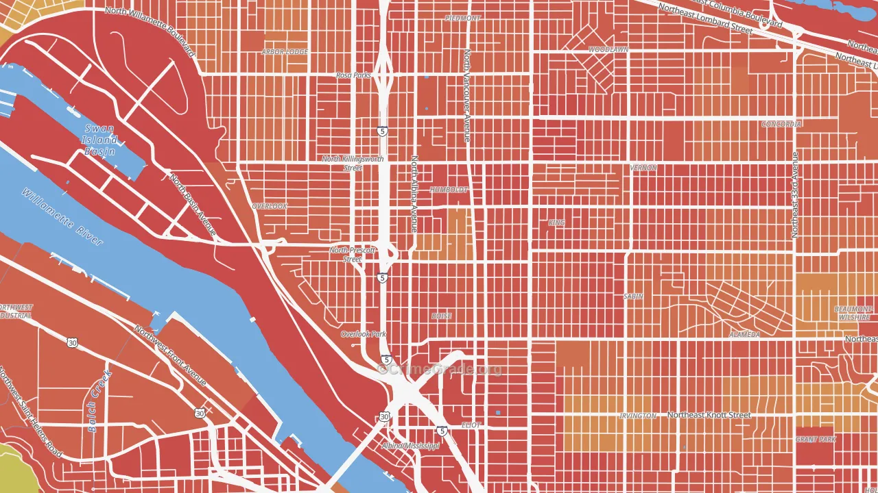 Boise, Portland, OR Map of Burglary Rates