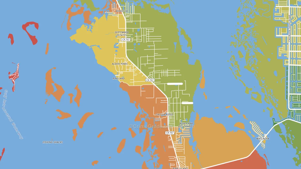 Bokeelia, FL Map of Burglary Rates