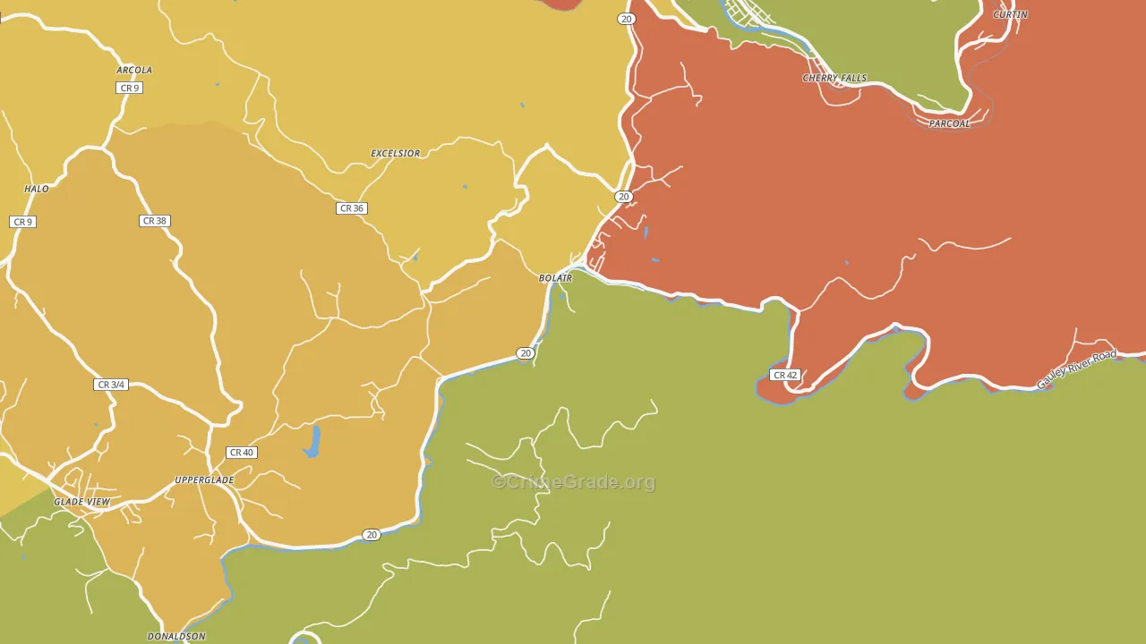 Bolair, WV Map of Burglary Rates
