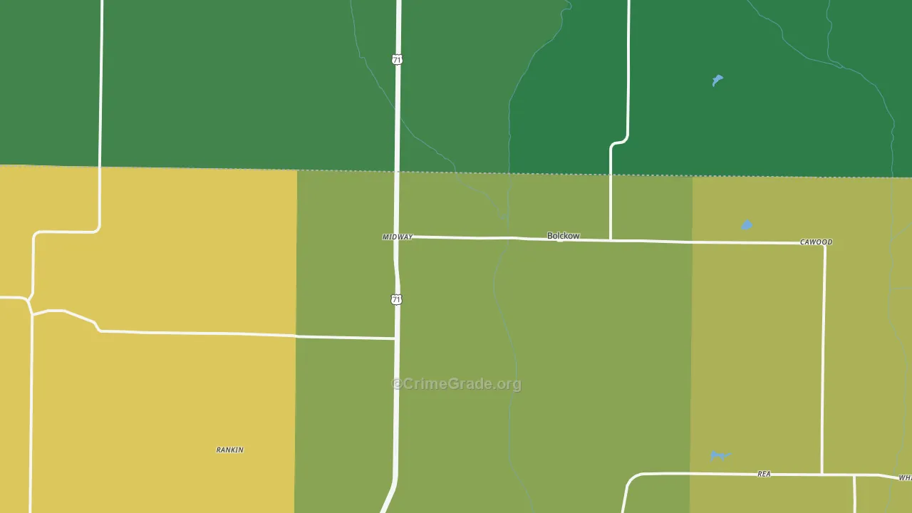 Bolckow, MO Map of Burglary Rates