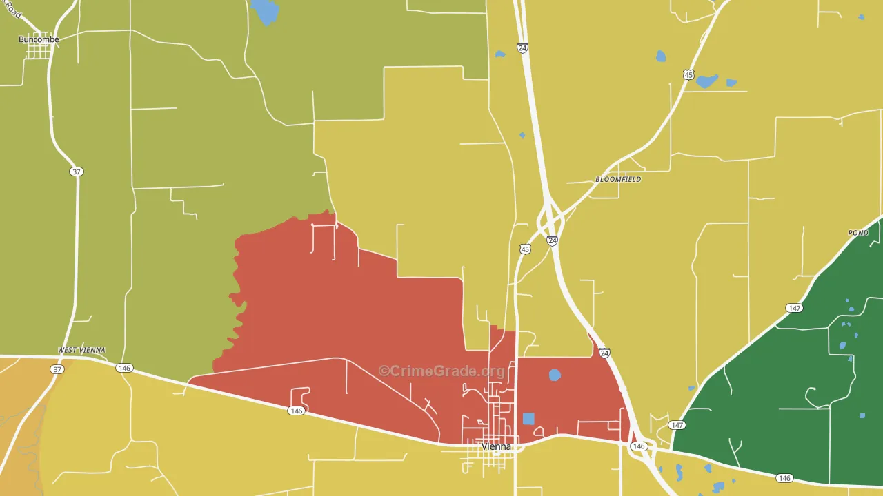 Boles, IL Map of Burglary Rates
