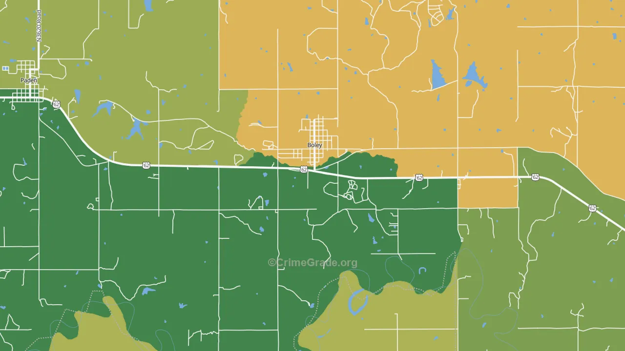 Boley, OK Map of Burglary Rates