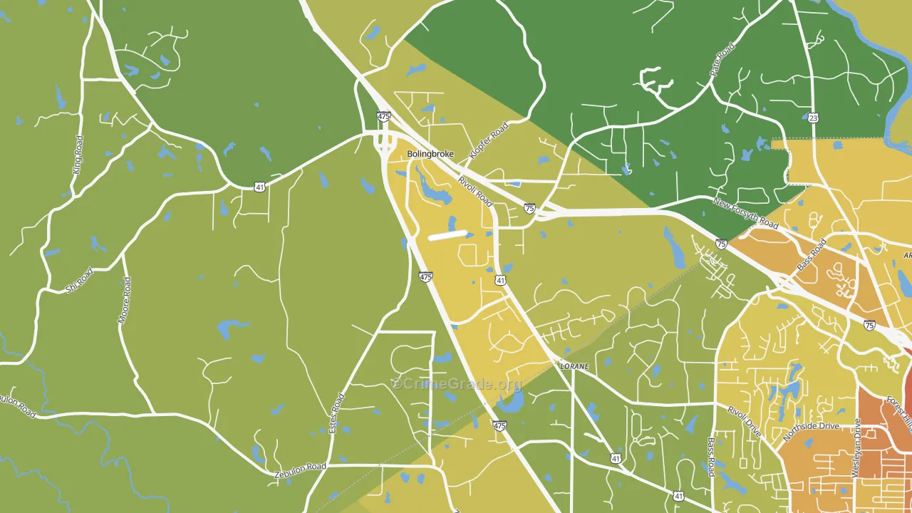 Bolingbroke, GA Map of Burglary Rates