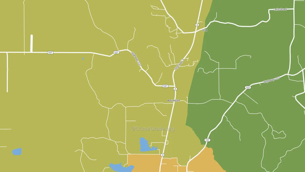 Bolinger, LA Map of Burglary Rates