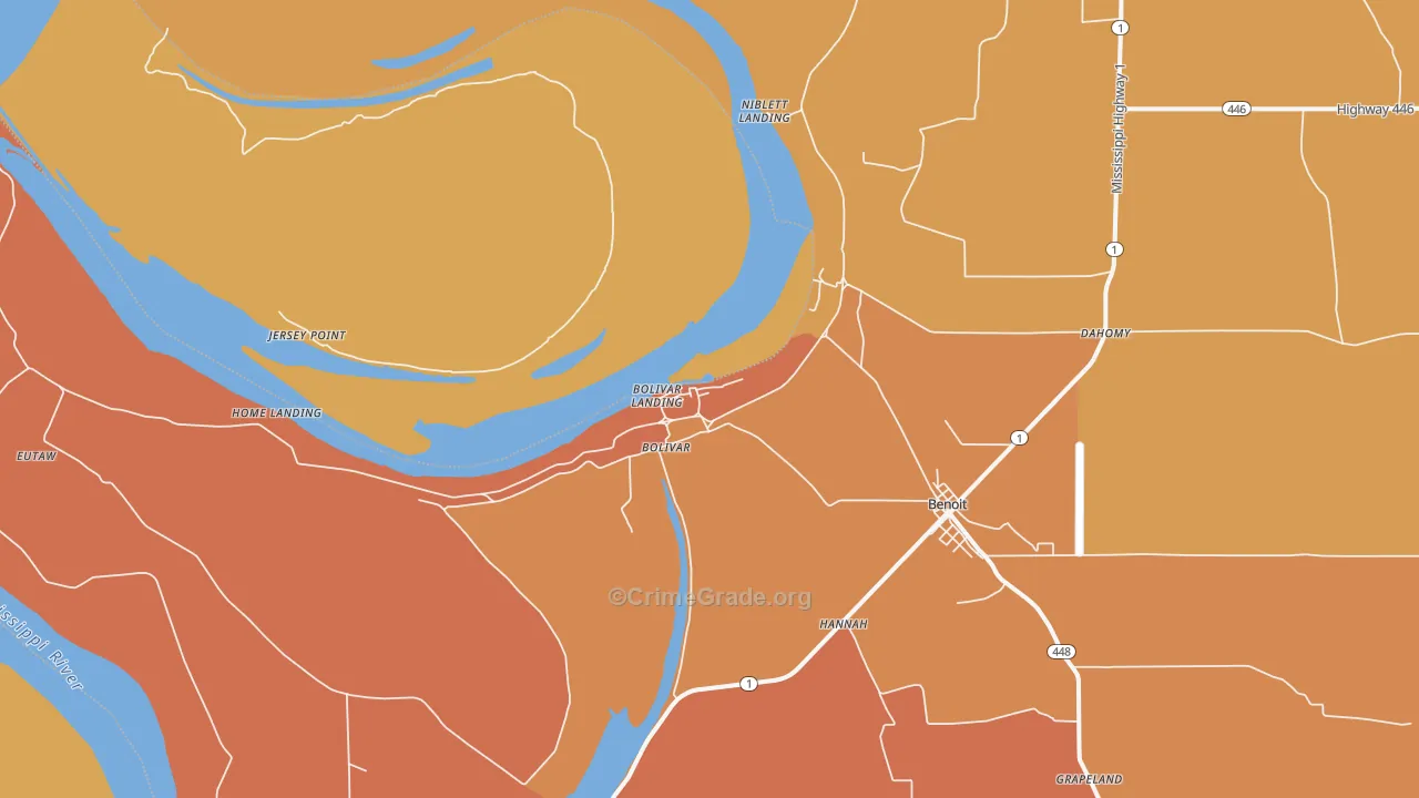 Bolivar, MS Map of Burglary Rates