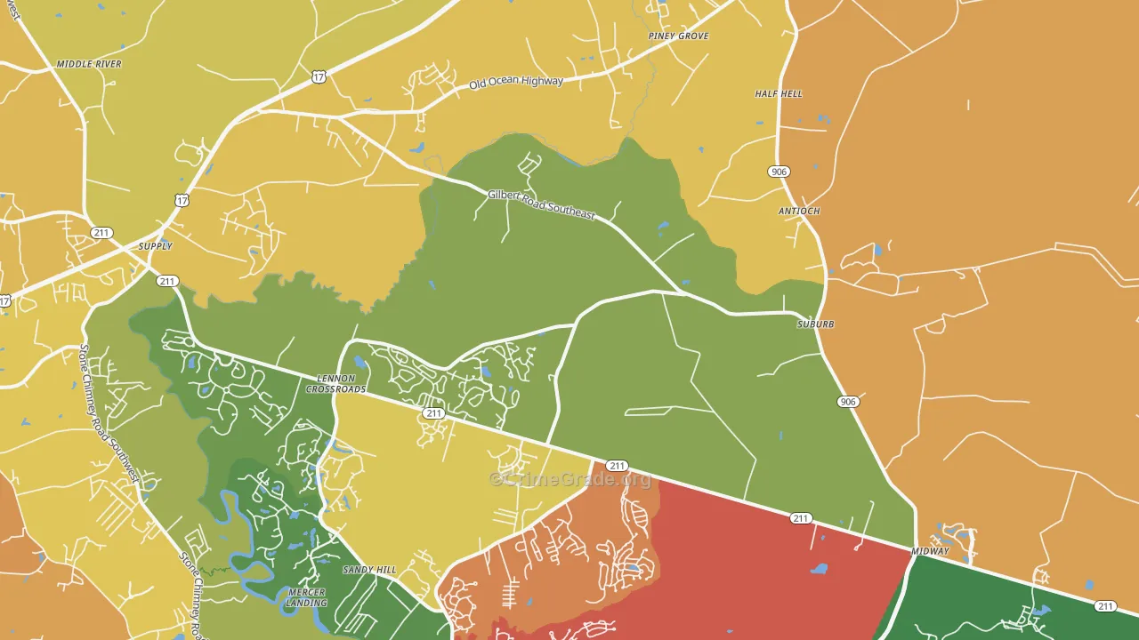 Bolivia, NC Map of Burglary Rates