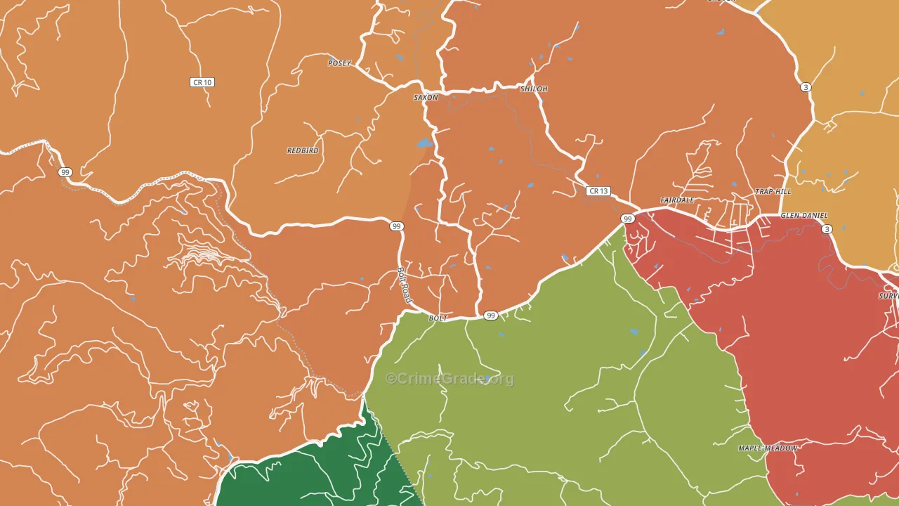 Bolt, WV Map of Burglary Rates
