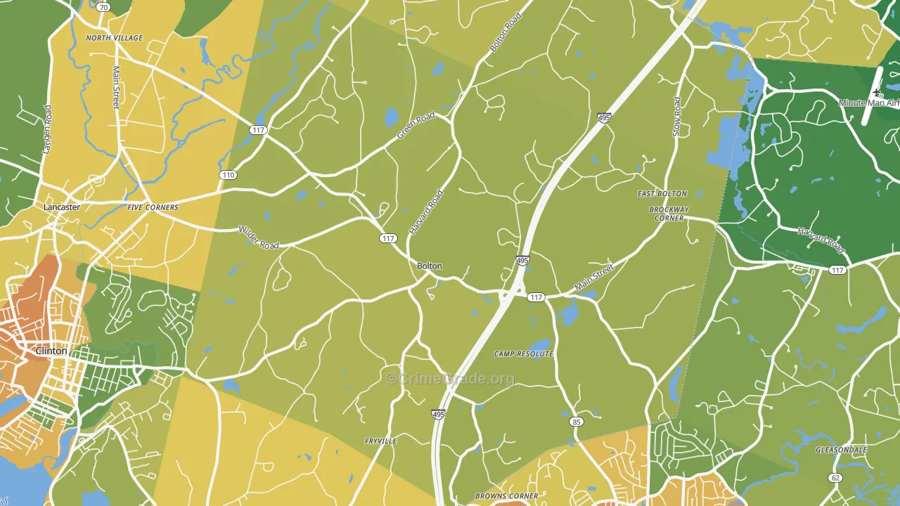 Bolton, MA Map of Burglary Rates