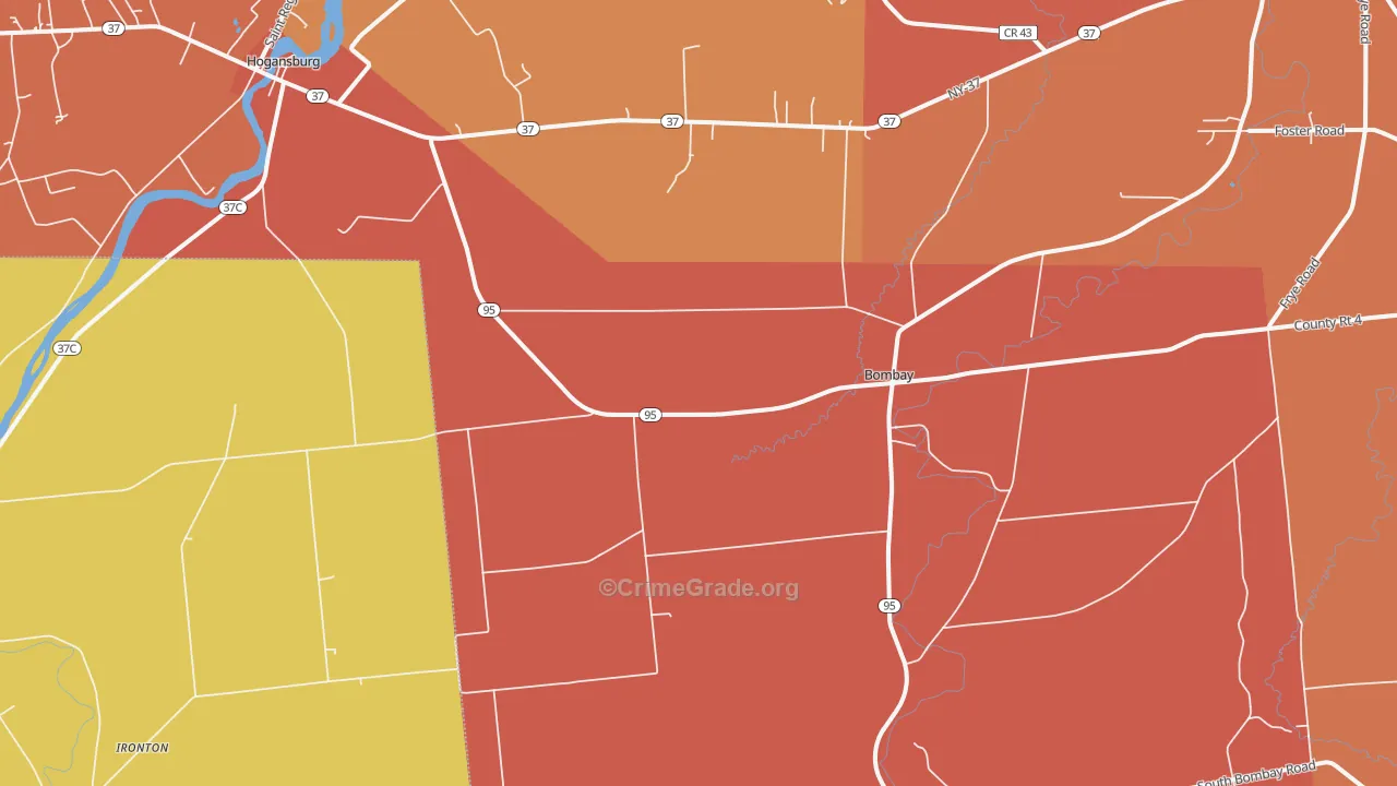 Bombay, NY Map of Burglary Rates