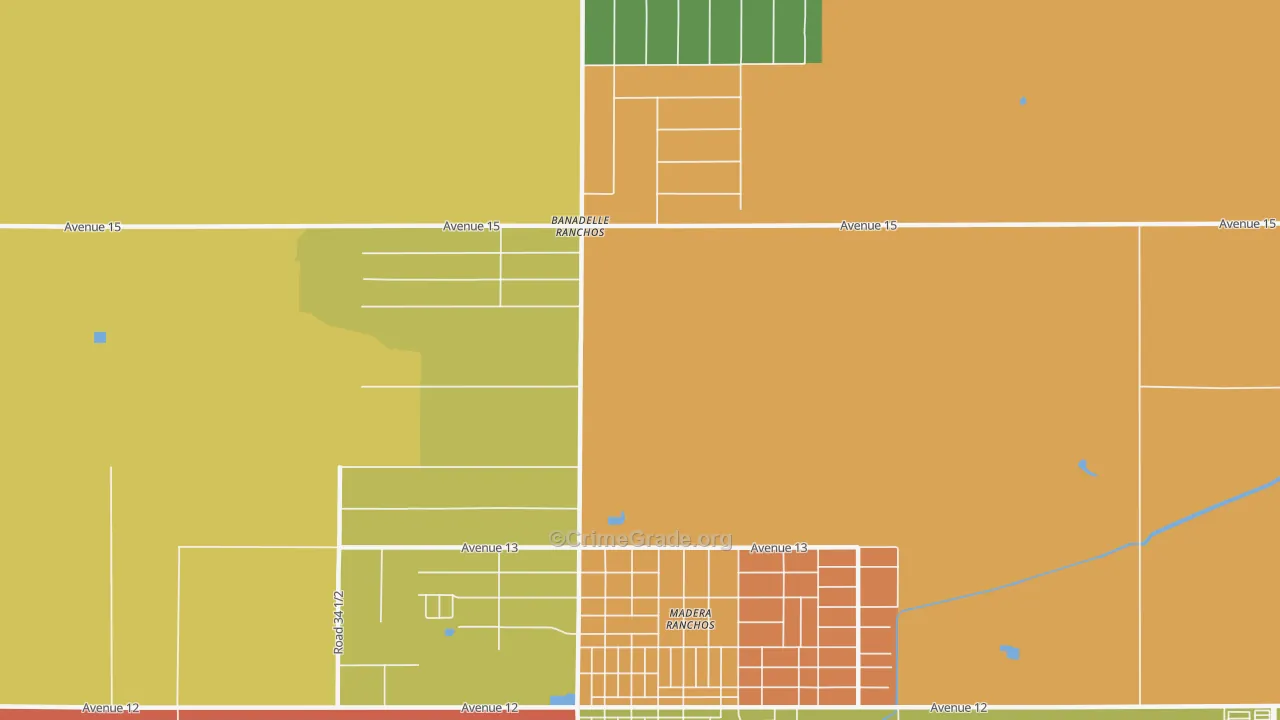 Bonadelle Ranchos-Madera Ranchos, CA Map of Burglary Rates