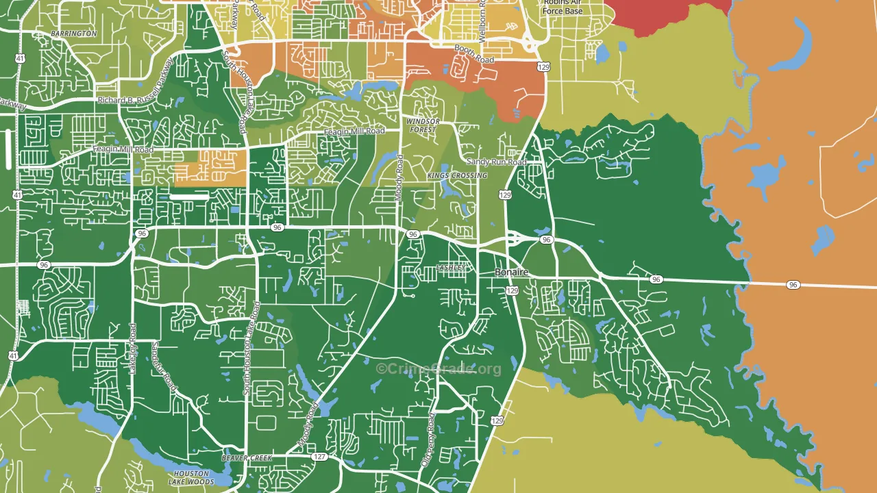 Bonaire, GA Map of Burglary Rates