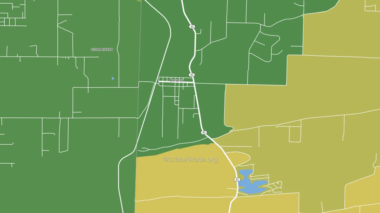 Bonanza, AR Map of Burglary Rates