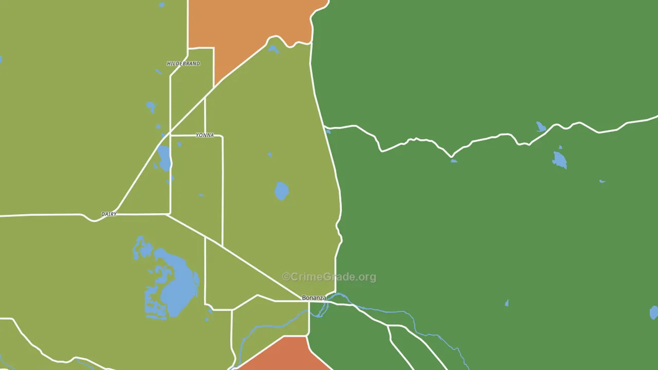 Bonanza, OR Map of Burglary Rates