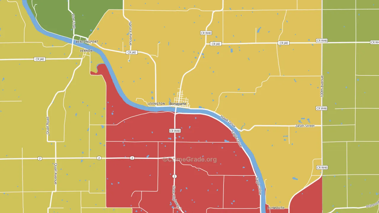 Bonaparte, IA Map of Burglary Rates