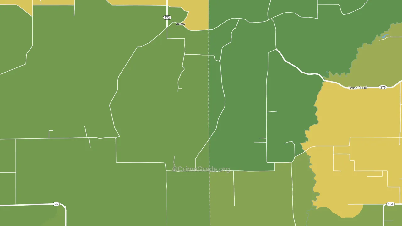 Bond, LA Map of Burglary Rates
