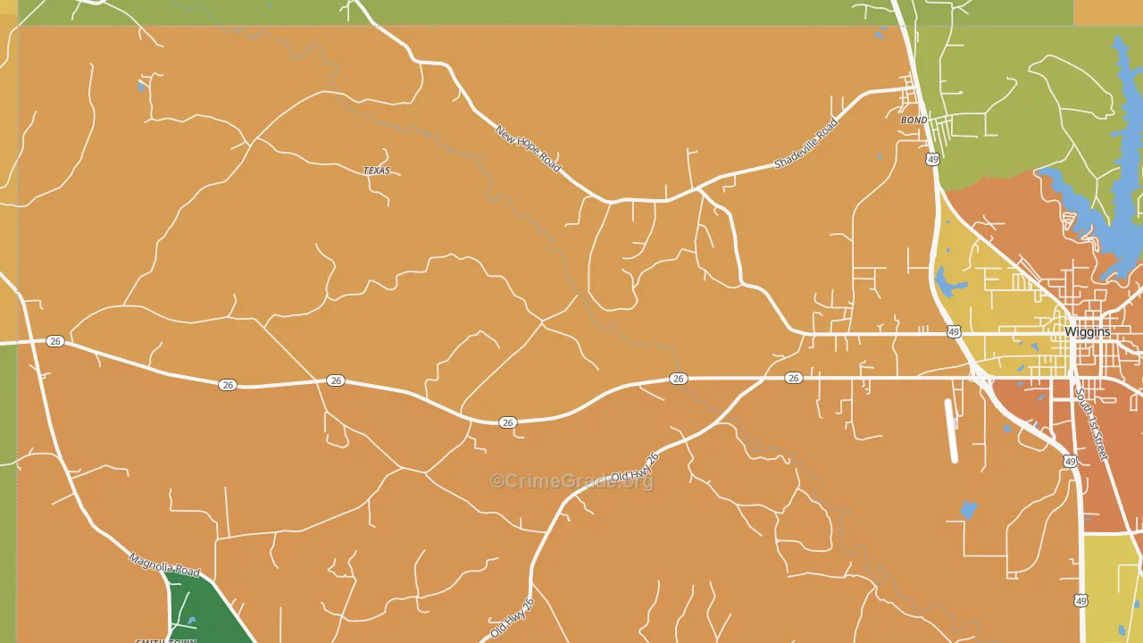 Bond, MS Map of Burglary Rates