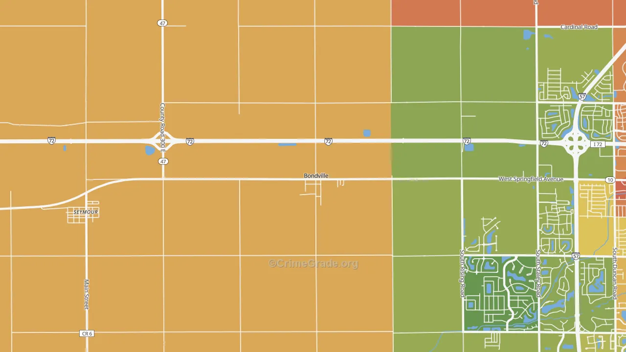 Bondville, IL Map of Burglary Rates
