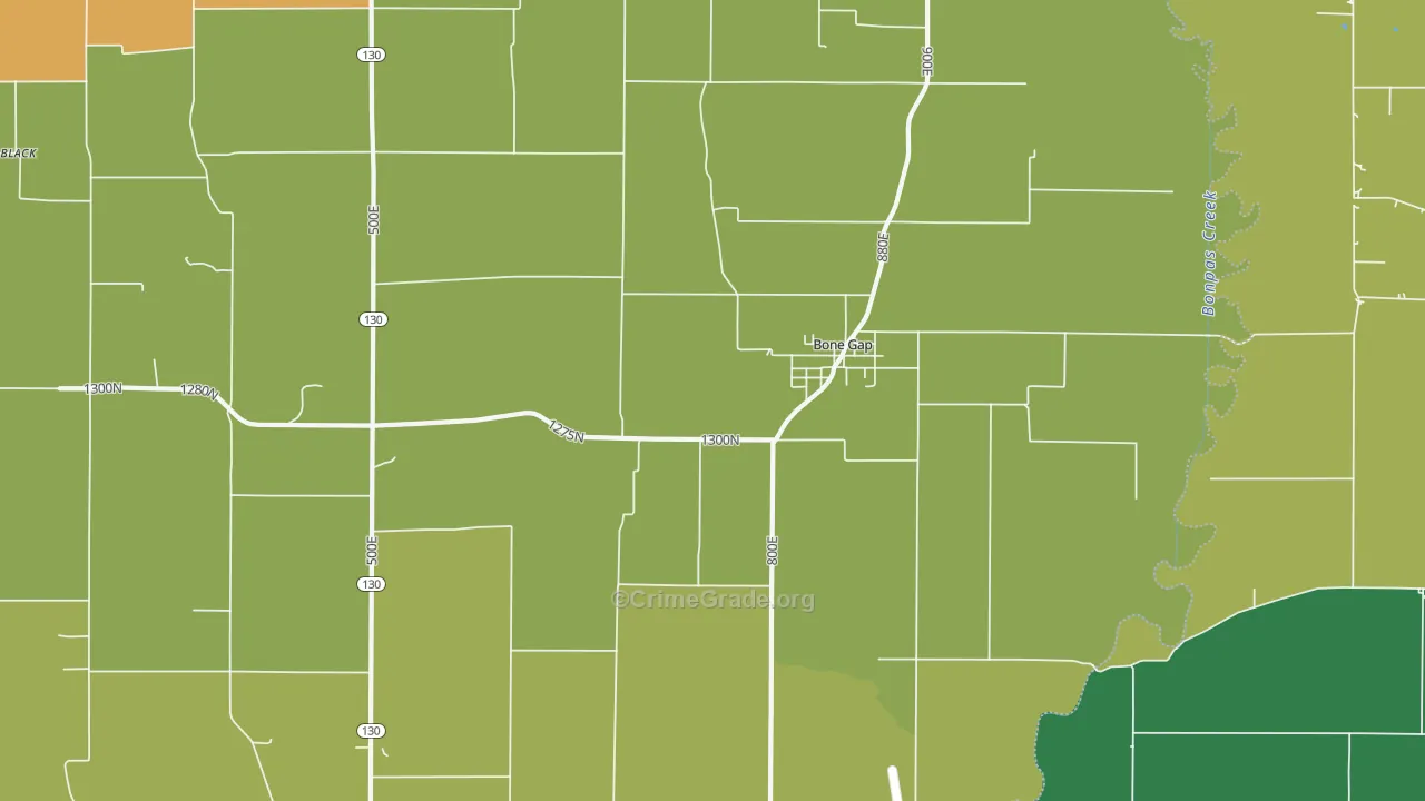 Bone Gap, IL Map of Burglary Rates