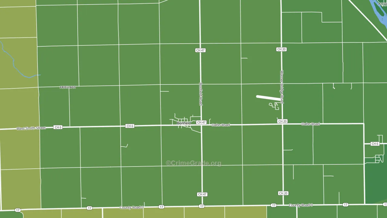 Bonfield, IL Map of Burglary Rates