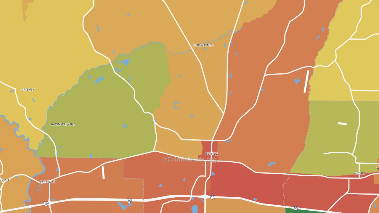 Bonifay, FL Map of Burglary Rates