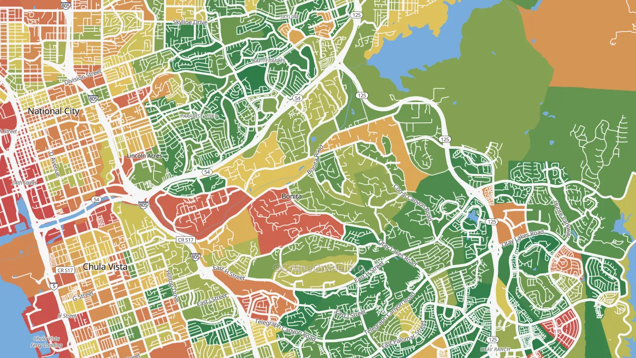 Bonita, CA Map of Burglary Rates