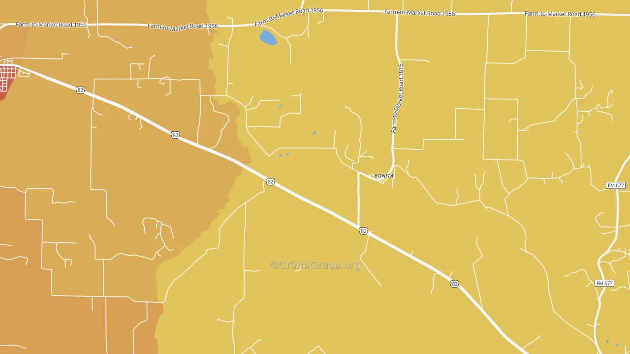 Bonita, TX Map of Burglary Rates