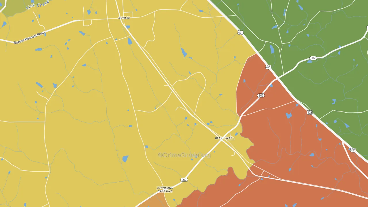 Bonlee, NC Map of Burglary Rates